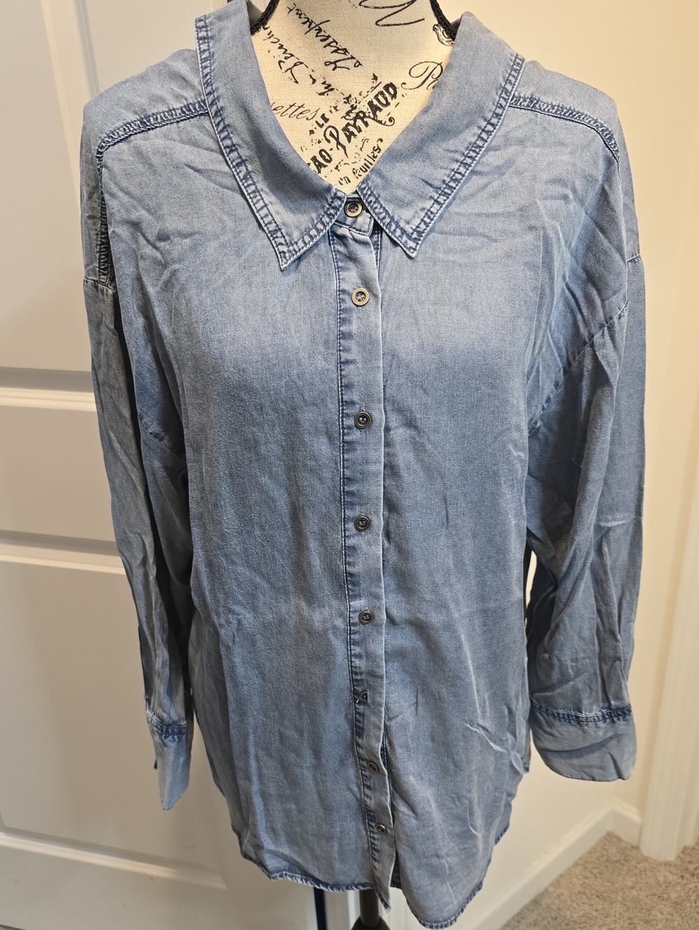 Fate Light Blue Denim Button-Down Shirt